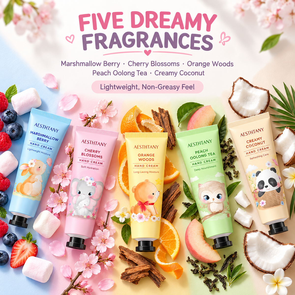 AESTHTANY Dreamy Cartoon Hand Cream Set (5-Piece Set)