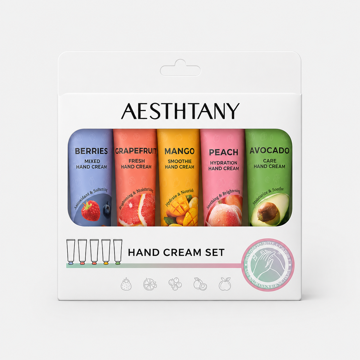 AESTHTANY Fruit-Infused Moisturizing Hand Cream Set (5-Piece Set)