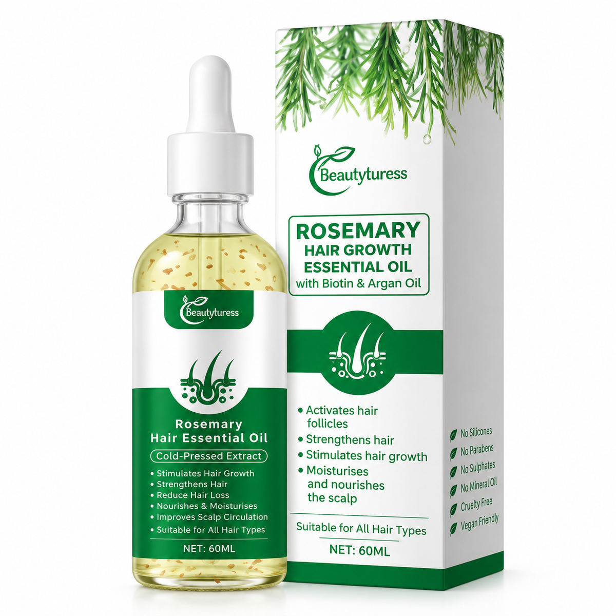 Beautyturess Rosmarena Hara Kreskoserumo 60ml