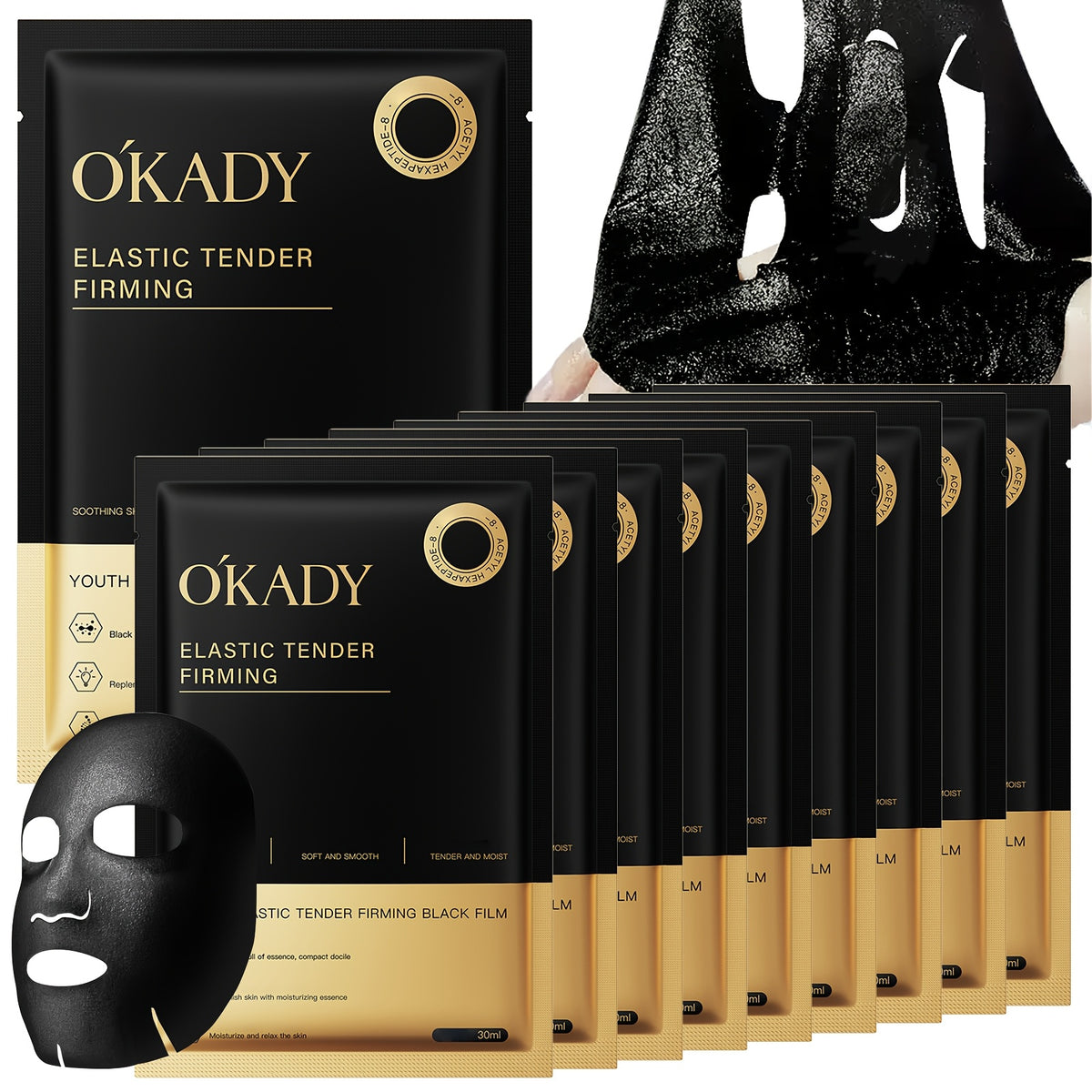 O'KADY Ope Juniga Elastiga Firmiga Nigra Masko (10 Pecoj)