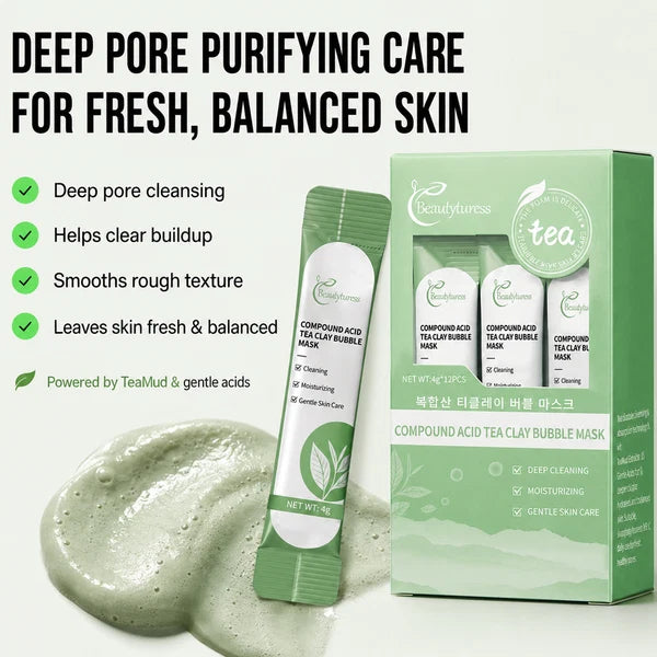 Beautyturess Komponita Acida Tea Argila Vezika Masko (Eksporta Stoko) 4g x 12 Paketoj
