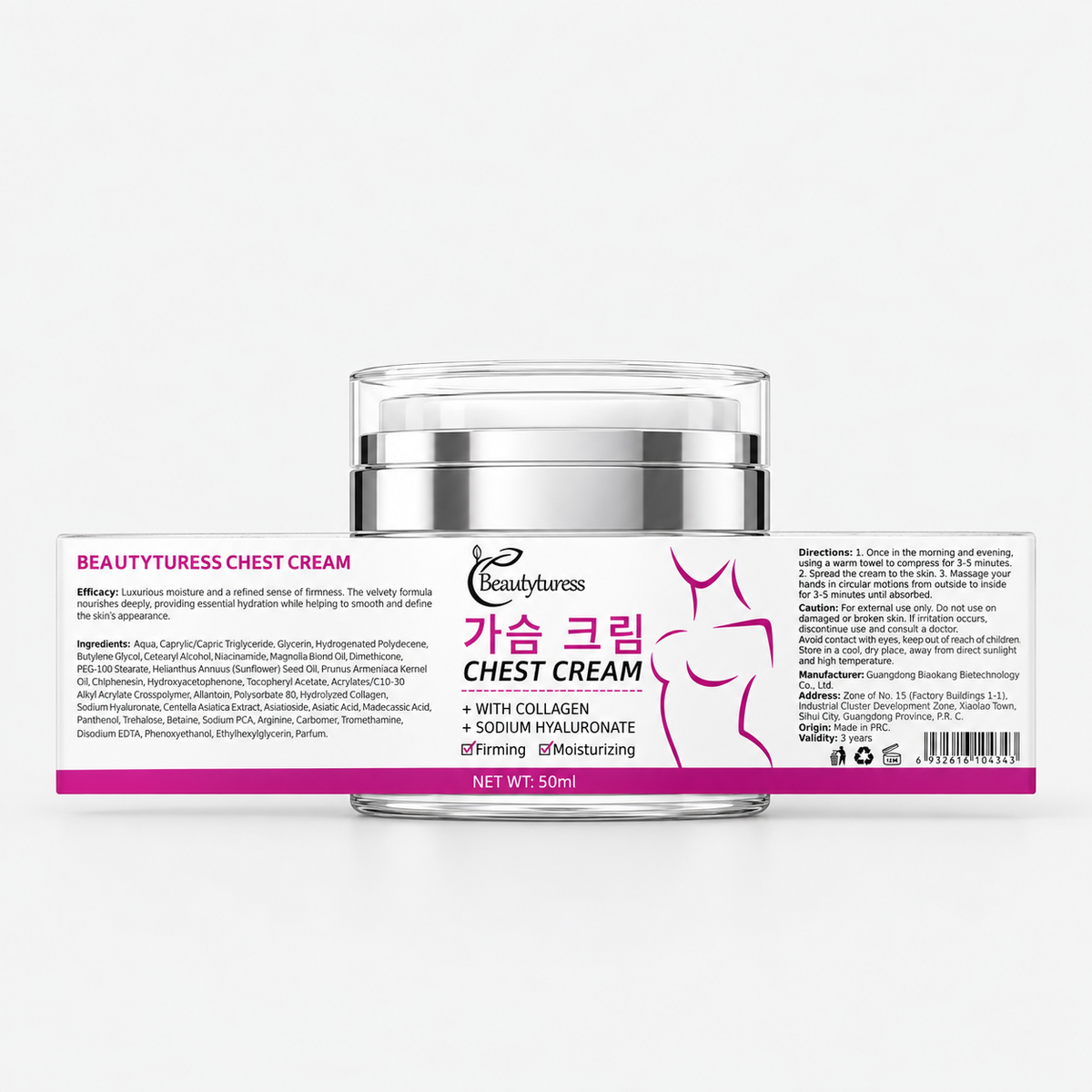 Beautyturess-kremo por brusta pligrandigo 50ml