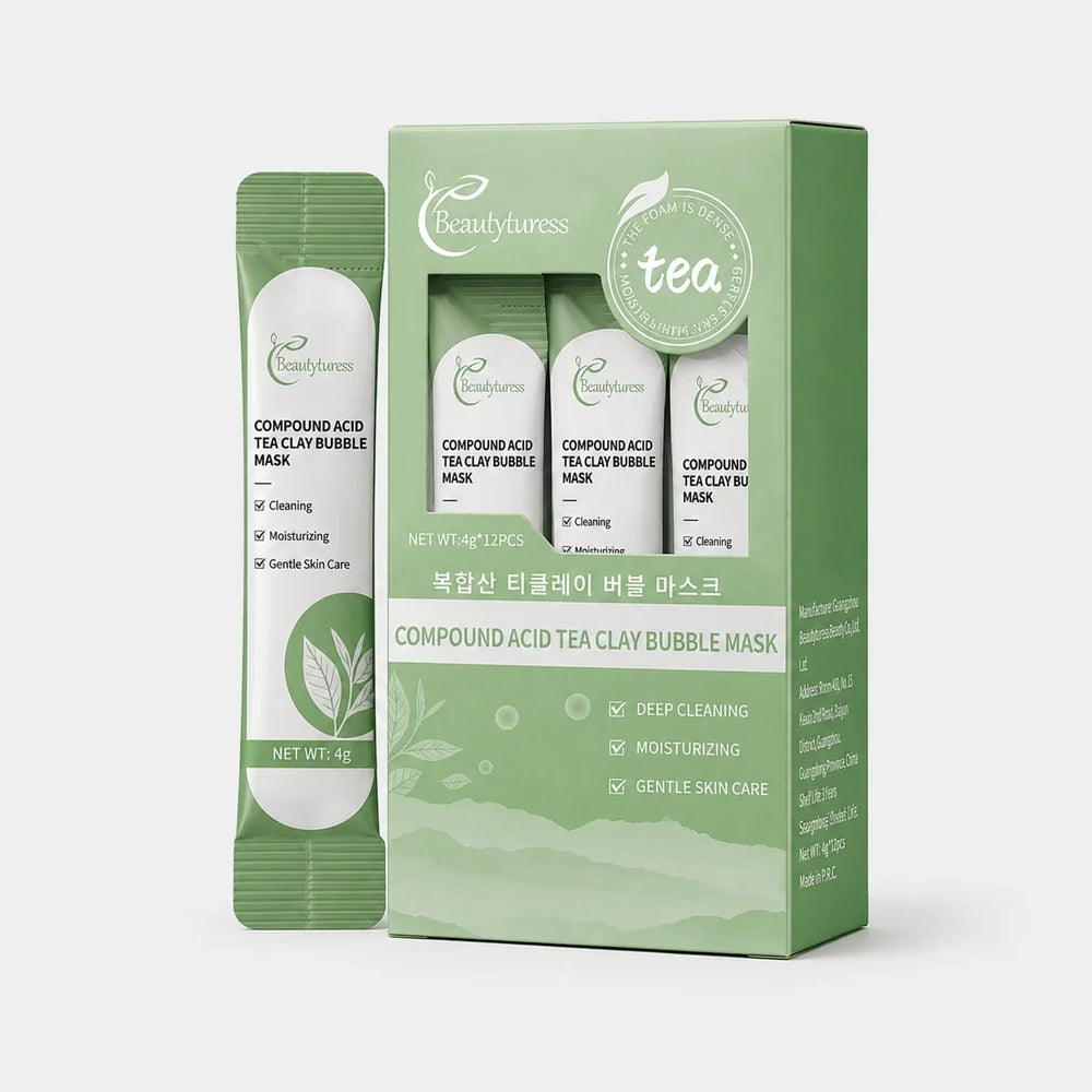 Beautyturess Komponita Acida Tea Argila Vezika Masko (Eksporta Stoko) 4g x 12 Paketoj