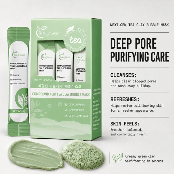 Beautyturess Komponita Acida Tea Argila Vezika Masko (Eksporta Stoko) 4g x 12 Paketoj