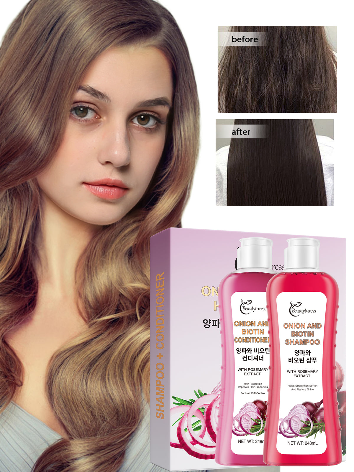 Beautyturess Onion, Biotin & Rosemary Shampoo and Conditioner 2-Piece Set