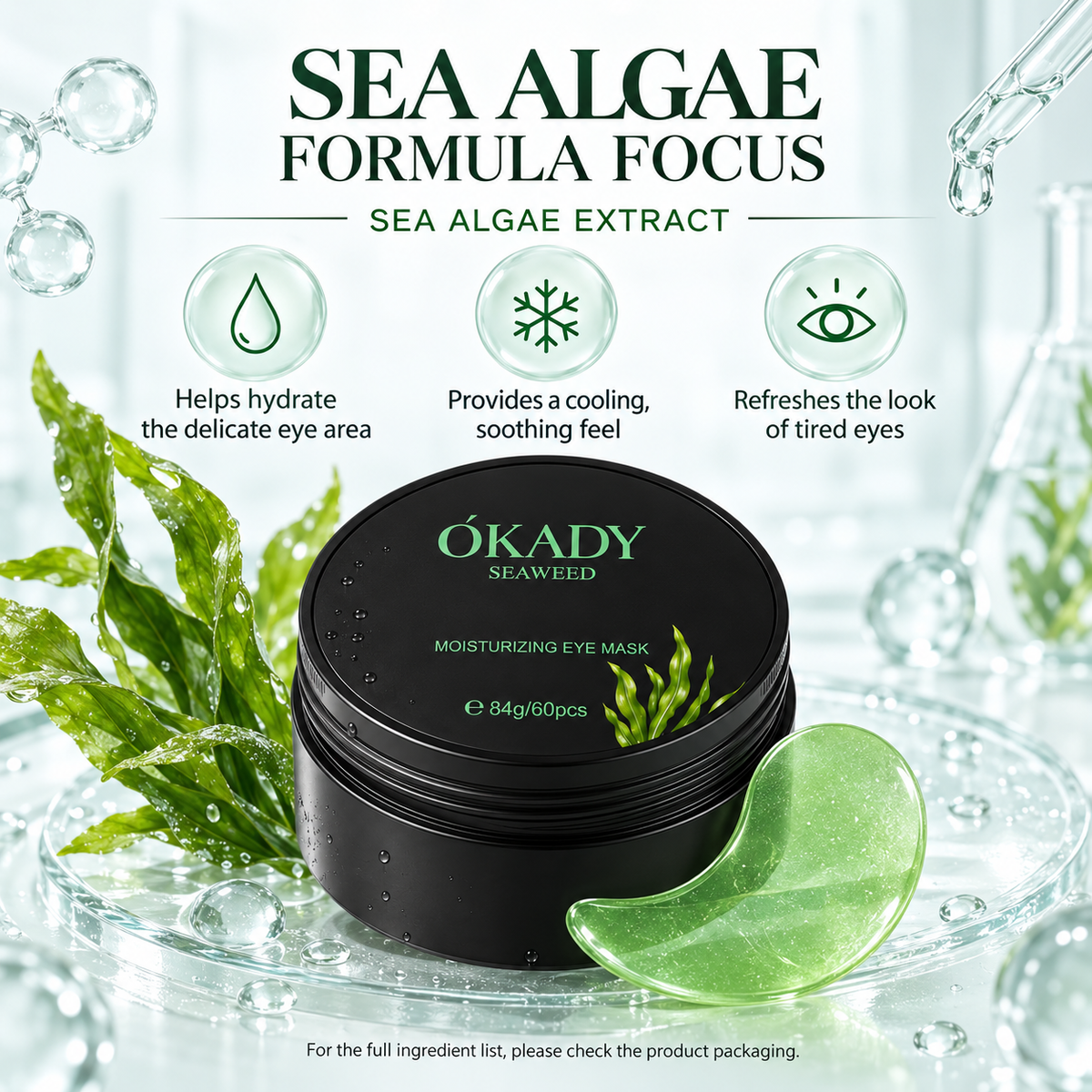 O′KADY Seaweed Hydrating & Brightening Eye Masks (84g/60 patches)