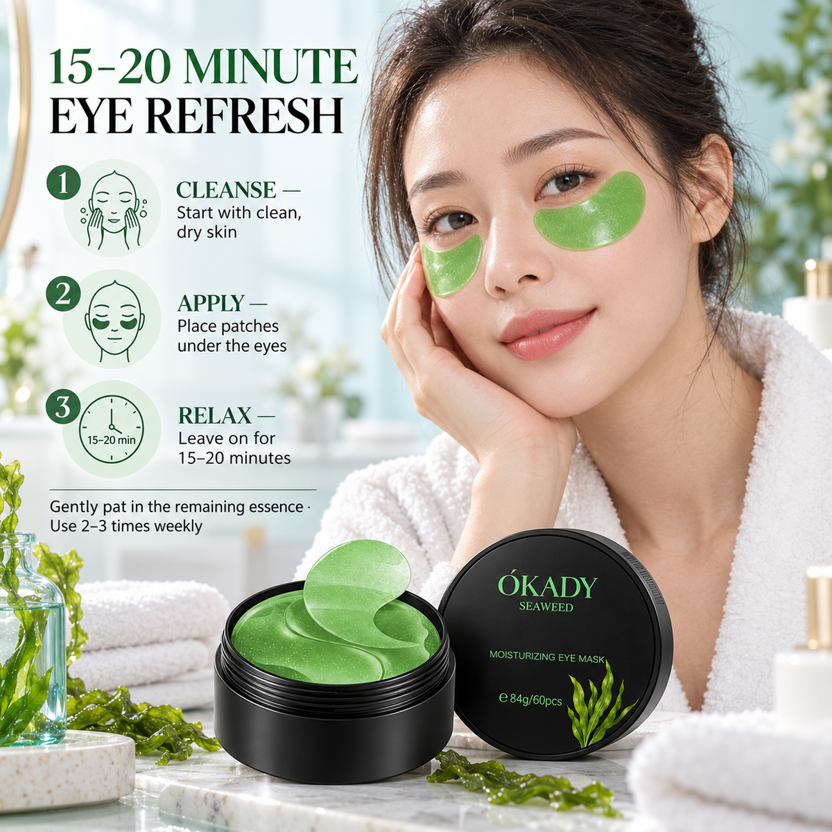 O′KADY Seaweed Hydrating & Brightening Eye Masks (84g/60 patches)