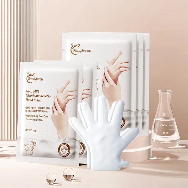 Beautyturess Silka Humidiga Man-Masko kun Kapra Lakto kaj Niacinamido – 40g (1 Paro)