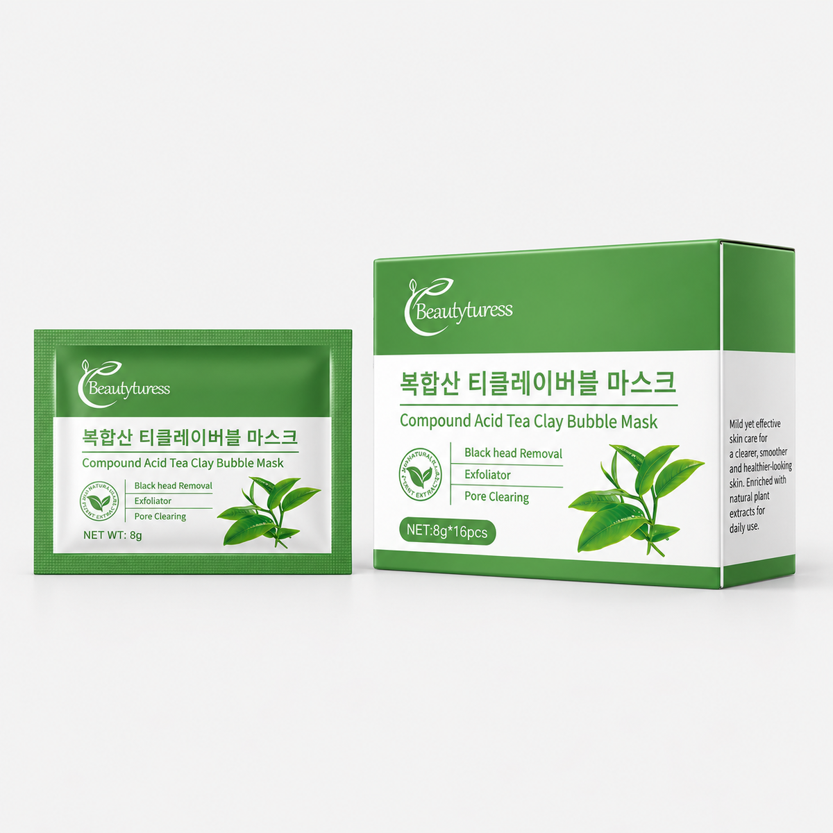 Beautyturess Kompleksa Acida Tea-Ŝlima Vezika Masko (8g x 16 strioj)