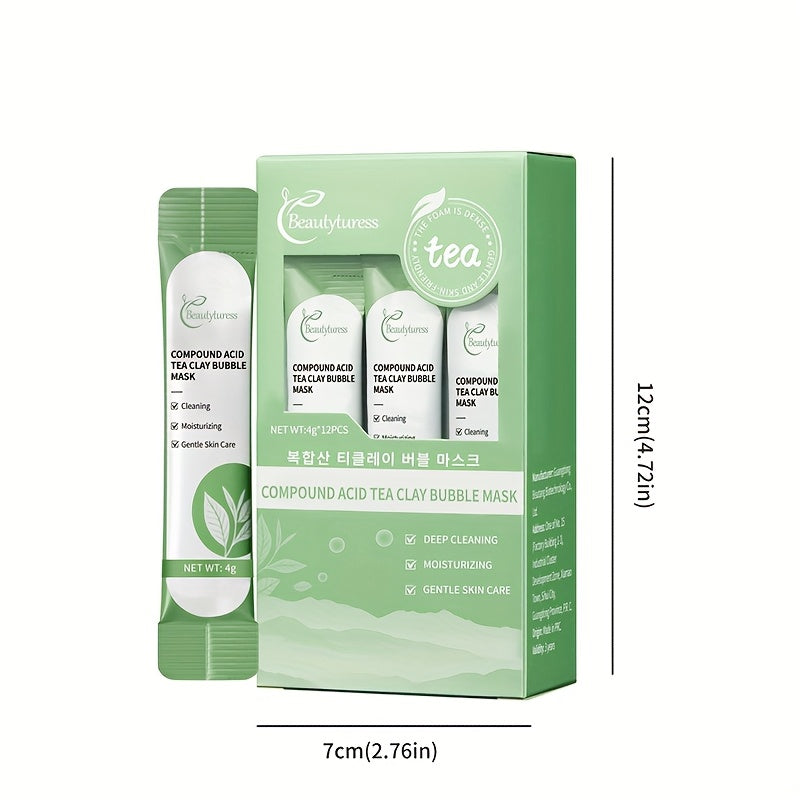 Beautyturess Komponita Acida Tea Argila Vezika Masko (Eksporta Stoko) 4g x 12 Paketoj