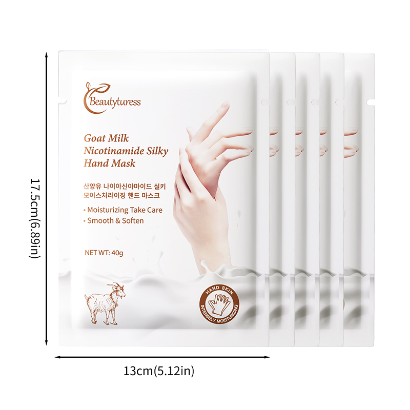 Beautyturess Silka Humidiga Man-Masko kun Kapra Lakto kaj Niacinamido – 40g (1 Paro)