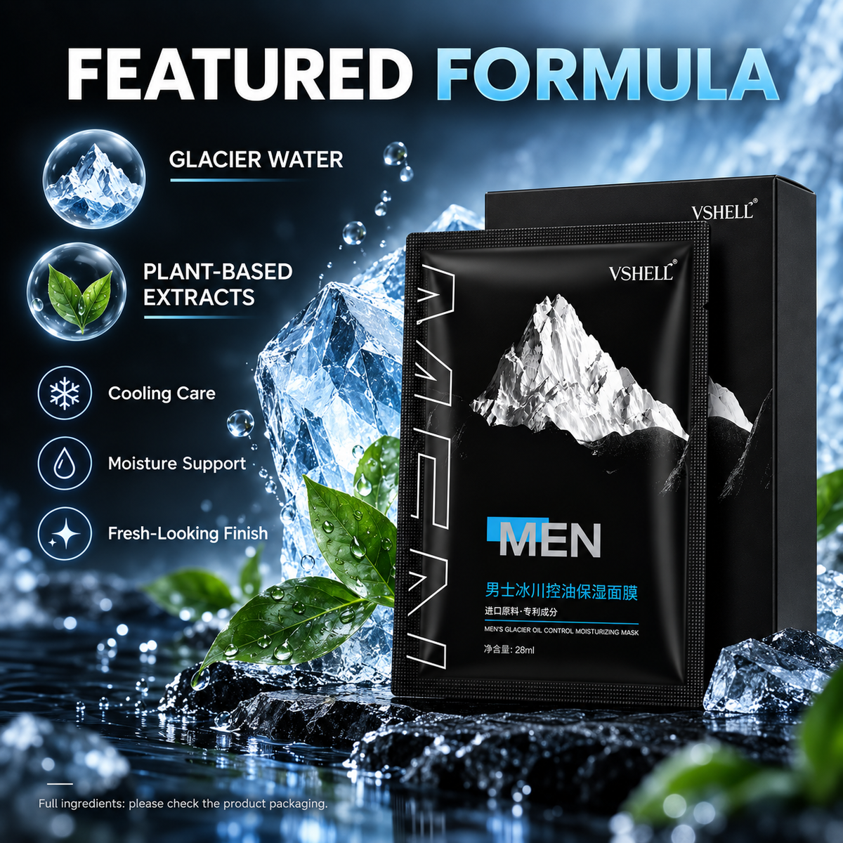 Plant Beibu Vira Glacia Malsekiga Vizaĝmasko 28ml (10 Pecoj, 2-Pakaĵo)