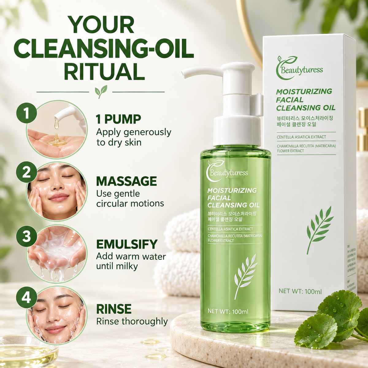 Beautyturess Humidiga Ŝminkforiga Oleo